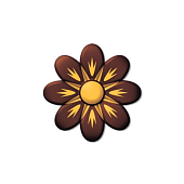 картинка Украшение из темной глазури "Цветок 22", желтый, 54шт. 