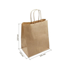 картинка Бумажный крафт пакет с кручеными ручками, 260*150*350 мм. 