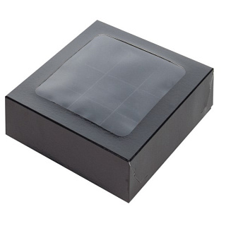 картинка Упаковка на 9 конфет с вклеенным окном - черная матовая, 155x155x30мм. 