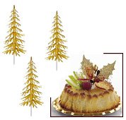 картинка Пластиковая фигурка для торта - "Ель золотая" (14409/p) 