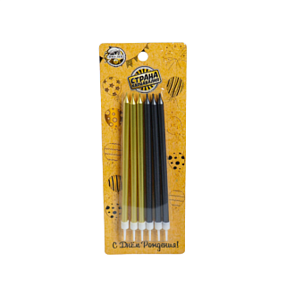 картинка Свечи, золотые и черные, 13 см., 6шт. 