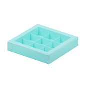 картинка Упаковка для 9 конфет с пластиковой крышкой - Тиффани, 155х155х30 мм 