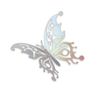 картинка Топпер пластиковый "Бабочки", 12шт., цвет голография серебро 