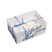 картинка Упаковка на 6 капкейков "23 февраля", 23*16*10см. 