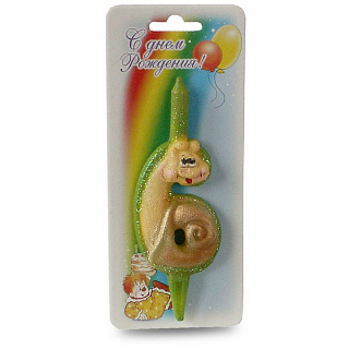 картинка Свеча со зверями - "Цифра 6" (233048) 