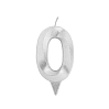 картинка Свеча в торт "Грань", цифра "0", серебряный металлик, 7.8см. 