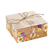 картинка Упаковка на 4 капкейка "С 8 марта", 16*16*7,5см. 