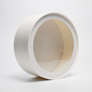 картинка Упаковка для зефира, печенья и макарон, шляпная, с окном, белая, 20*h7см. 