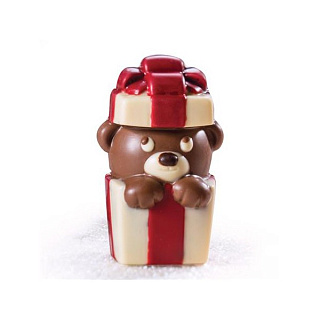 картинка Форма для отливки шоколадных фигурок - "Мишка в подарке" (MAC 408S) 