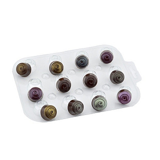 картинка Пластиковая форма для шоколада - "Конфеты круглые завитушки" 
