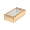 картинка Упаковка для макарон и кондитерской продукции с окном - Золото 210х110х55 мм 