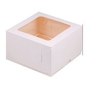 картинка Коробка c окном на 4 капкейка - Белая, 160х160h100мм. 