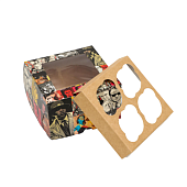 картинка Упаковка на 4 капкейков с окном, "Кино", 16*16*10см. 