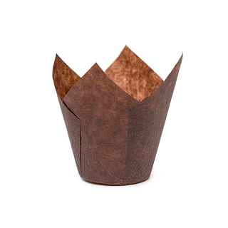 Бумажные формы для выпечки - "Тюльпан", Коричневый, 50*h80мм. 20шт. (TULIP 160/50 N)
