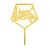 картинка Топпер для торта - "С днём рождения", акриловый, золотой 