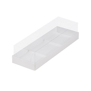 картинка Упаковка под муссовые пирожные с пластиковой крышкой - Белая, 260х85х60 мм 