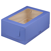 картинка Коробка c окном на 6 капкейков - Лавандовая, 235х160h100мм. 