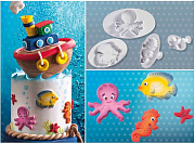 Набор вырубок c выталкивателем - "Морские животные", 4шт. (40-W211S) 