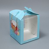 картинка Коробка с окном для кулича "Пасха", 15*15*h18см. 