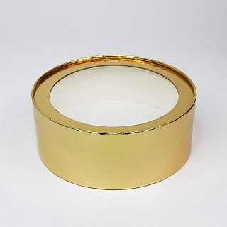 картинка Упаковка для зефира, печенья и макарон, шляпная, с окном, золотая, 20*h7см. 