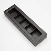 картинка Упаковка для 5 конфет с пластиковой крышкой, чёрная, 235*70*30мм 