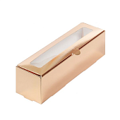 картинка Упаковка для макарон и кондитерской продукции с окном - Золото, 210*55*55мм. 