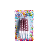 картинка Свечи в торт "Спираль", 10 шт., 7 см., розовый металлик 