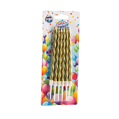 картинка Свечи в торт "Металлик", 14см., 6шт., с подставкой, золотистые 