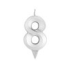 картинка Свеча в торт "Грань", цифра "8", серебряный металлик, 7.8см. 