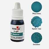 картинка Краситель гелевый KREDA S-gel 35 бирюза, концентрат, 10мл. 