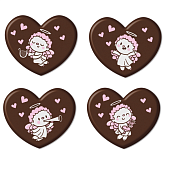 картинка Украшение из темной глазури, "Купидон", Сердце, розовый, 144шт. 