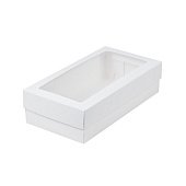 картинка Упаковка для макарон и кондитерской продукции с окном - Белая 210х110х55 мм 