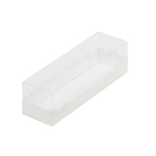 картинка Упаковка для макарон с пластиковой крышкой - Белая, 190х55х55мм. 