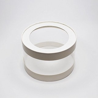 картинка Упаковка для торта и пирожных, шляпная, прозрачные стенки и окно, белая, 16*h10см. 