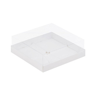 картинка Упаковка под муссовые пирожные с пластиковой крышкой - Белая, 170х170х60 мм 