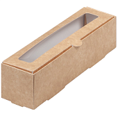 картинка Упаковка для макарон и кондитерской продукции с окном - Крафт, 210х55х55мм. 