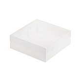 картинка Упаковка для зефира, тортов и пирожных - Белая, 200х200х70 мм 