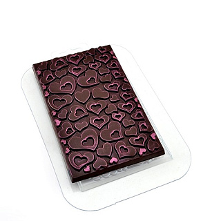 картинка Пластиковая форма для шоколада - "Плитка в сердечках" 