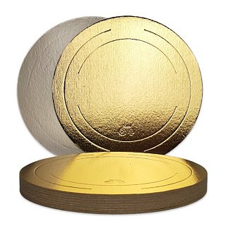 картинка Подложка круглая, картон, зол./жем., 16см., 3мм., 20шт. 