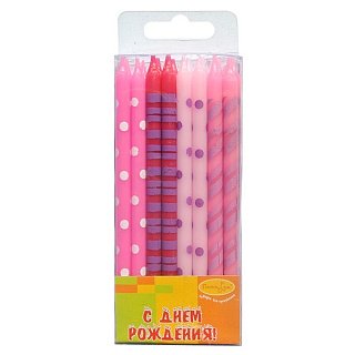 картинка Свечи - "Ассорти розовое", 12см., 16шт. 