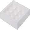 картинка Упаковка на 9 конфет с вклеенным окном - белая, 155x155x30мм. 