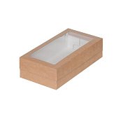 картинка Упаковка для макарон и кондитерской продукции с окном - Крафт 210х110х55 мм 