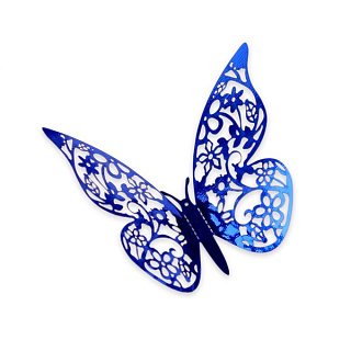 картинка Топпер пластиковый "Бабочки", 12 штук, цвет синий 