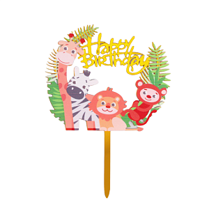картинка Топпер "С Днём Рождения", зоопарк, 18*13*0,2см 