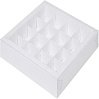 картинка Упаковка на 16 конфет с вклеенным окном - белая, 200x200x30мм. 