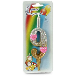 картинка Свеча с сердечками - "Цифра 9" (233057) 