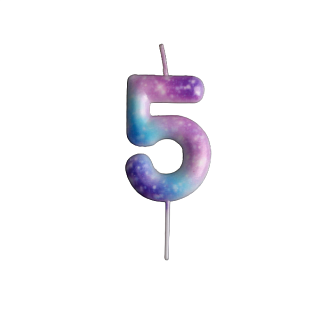 картинка Свеча в торт Космос, "5", 5,5*8см. 