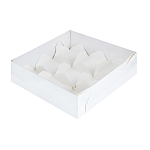 картинка Упаковка для 9 моти с пластиковой крышкой, белая, 17.5*17.5*h5.5см. 