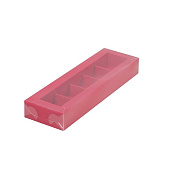 картинка Упаковка для 5 конфет с пластиковой крышкой - Красная матовая, 235х70х30мм. 