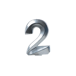 картинка Свеча в торт "Грань", цифра "2", серебряный металлик, 7.8см. 